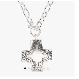 Silpada Sterling Silver .925 Cross Pendant Necklace 18" N0557 Toggle Clasp